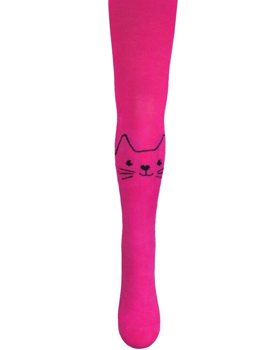 Dziewczęce rajstopy bawełniane różowe kotek Milusie r.92/98