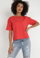 Koszulki i topy damskie - Czerwony T-shirt Evales - miniaturka - grafika 1