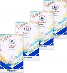 Diamant Diamant Cukier biały w saszetkach 1 kg 200 sztuk x 4 sztuk - Cukier i słodziki - miniaturka - grafika 1