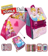 Plecaki szkolne i tornistry - Rozkładany Plecak Szkolny Disney Princess Z Parasolem I Torbą Z 3 Zamkami Błyskawicznymi - miniaturka - grafika 1