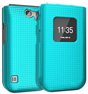 Nakedcellphone Etui na telefon Nokia 2720 V z klapką, [turkusowy miętowy cyjan] ochronna zatrzaskowa twarda obudowa [tekstura siatki] do Verizon TA-1295, 2720V - Etui i futerały do telefonów - miniaturka - grafika 1