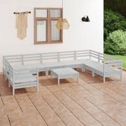 Meble ogrodowe - vidaXL 10-cz zestaw wypoczynkowy do ogrodu biały drewno sosnowe 3083540 - miniaturka - grafika 1