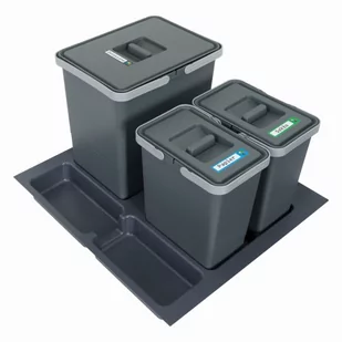 Sortownik śmieci FUTURE CONFIG do szuflady w szafce 60 cm 3 kosze 1x18 + 2x7 litrów wysokość 28/34 cm - Kosze na śmieci - miniaturka - grafika 1