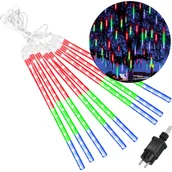 Oświetlenie świąteczne - Lampki choinkowe 144 Led sople 8 szt. padający śnieg meteory zewnętrzne multikolor - miniaturka - grafika 1