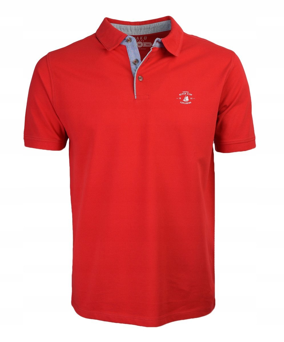 POLO koszulka męska bawełniana gładka CZERWONY M
