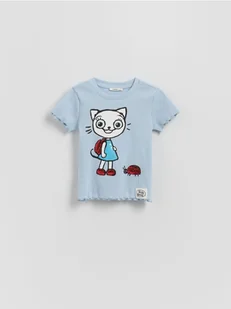 Reserved - Bawełniany t-shirt Kicia Kocia - jasnoniebieski - Bluzki dla niemowląt - miniaturka - grafika 1