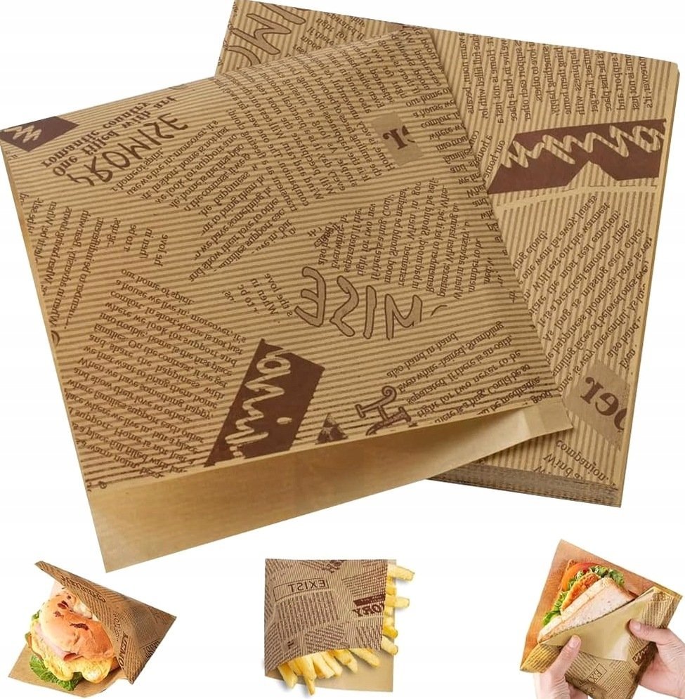 PAPIER DO ŻYWNOŚCI 200 SZTUK 15X15CM GAZEK DO BURGERÓW FRYTEK PRZEKĄSEK