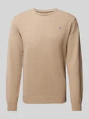 Swetry męskie - Sweter z dzianiny z wełny z okrągłym dekoltem - miniaturka - grafika 1