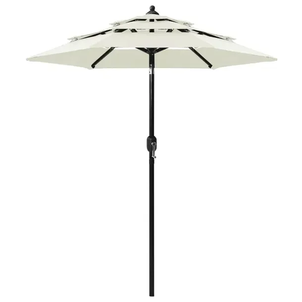 Parasol ogrodowy 3-poziomowy UV, piaskowy, 200x228 cm, aluminiowe żebra