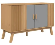 Komody - Sosnowa komoda z podwójnymi drzwiczkami brązowy + szary R1-K07 - miniaturka - grafika 1