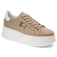 Sneakersy damskie - Beżowe Sneakersy Carinii Modne Buty Damskie - miniaturka - grafika 1