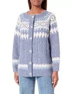 Swetry damskie - SIDONA Damski sweter z dzianiny z guzikami 15425018-SI01, niebieski, wielokolorowy, M/L, niebieski wielokolorowy, M-L - miniaturka - grafika 1
