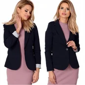 Marynarki i żakiety damskie - Marynarka damska żakiet narzutka bawełna miejski styl granatowy M/38 - miniaturka - grafika 1
