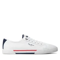 Trampki męskie - Tenisówki Pepe Jeans Brady Basic PMS30816 Biały - miniaturka - grafika 1
