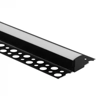 Oprawy, klosze i abażury - Profil Aluminiowy Natynkowy Czarny do LED do P³yt KARTON / GIPS 2m z Mlecznym Kloszem i Zaœlepkami Ecolight - miniaturka - grafika 1