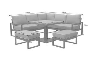 Narożne meble ogrodowe aluminiowe Sorrento Grey / Grey Melange - Meble ogrodowe - miniaturka - grafika 7