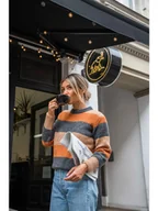 Swetry damskie - BK071 Sweter w pasy wielokolorowe - model 4 (kolor model4, rozmiar L/XL) - miniaturka - grafika 1