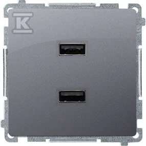 Kontakt Simon Simon Basic Ładowarka 2 x USB (moduł), 2.1 A, 5V DC, 230V srebrny mat BMC2USB.01/43/B BMC2USB.01/43/B - Gniazdka elektryczne - miniaturka - grafika 1