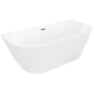 Wanny - Mexen Oris wanna wolnostojąca przyścienna ryflowana 170 x 80 cm, biała, przelew gun metal - 52871708000-95 - miniaturka - grafika 1