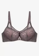 Biustonosze - Szaro-Różowy Biustonosz Koronkowy Typu Push-Up z Metalową Ozdobą Chrissty - miniaturka - grafika 1