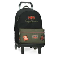 Plecaki szkolne i tornistry - Pepe Jeans Ponder Plecak szkolny z przenośnym wózkiem 15,6 cala czarny 31x44x15 cm poliester 23,87 l by Joumma Bags, Czarny (Black), Talla única, plecak szkolny na kółkach - miniaturka - grafika 1