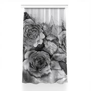 Zasłony - Gotowa zasłona na kółka Czarno-białe róże 150x230, Fabricsy - miniaturka - grafika 1