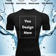 Koszulki sportowe męskie - TEMU Męska, dostosowana do indywidualnych potrzeb, szybkoschnąca, kompresyjna koszulka fitness - wysoka elastyczność, oddychająca mieszanka poliestru - miniaturka - grafika 1