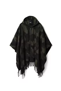 Kurtki damskie - Desigual Poncho_Abstract, 4003 Wojskowa zieleń, zielony, jeden rozmiar dla kobiet, zielony, rozmiar uniwersalny - grafika 1