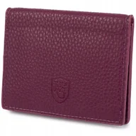 Etui na dokumenty i karty - Etui na wizytówki portfel na karty dokumenty Skóra Naturalna Fioletowe - miniaturka - grafika 1