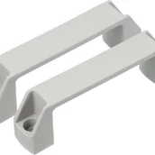 Zawiasy, okucia i inne akcesoria - 2 szt. Uchwyty do szafek przemysłowych, rozstaw otworów 120 mm, fabryka narzędzi ręcznych, produkcja w garażu, stop aluminium, srebrny, bezśrubowy - miniaturka - grafika 1