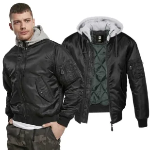 Kurtka BRANDIT MA1 z kapturem Black-Grey XXL - Odzież taktyczna i umundurowanie - miniaturka - grafika 1