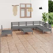 Meble ogrodowe - vidaXL 8-cz zestaw wypoczynkowy do ogrodu szary drewno sosnowe 3083041 - miniaturka - grafika 1