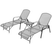 Fotele i krzesła ogrodowe - vidaXL Leżaki ze stolikiem 2 szt. stal - miniaturka - grafika 1