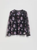 Bluzki dla dziewczynek - Reserved - Dwuwarstwowa bluzka Kuromi & My Melody - ciemnoszary - miniaturka - grafika 1