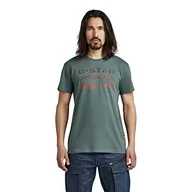 Koszulki męskie - G-STAR RAW T-shirt męski Originals Stamp, Zielony (Grey Moss D22378-336-4752), M - miniaturka - grafika 1