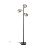 Lampy stojące - QAZQA Lampa podłogowa czarno-złota z przydymionym szkłem 3 punkty - Zuzanna - miniaturka - grafika 1