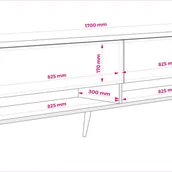 Szafki RTV - Szafka pod telewizor 170 cm Biały Mat, nóżki pochyłe złote, LED biały, 170 × 32 × 52 cm - miniaturka - grafika 1