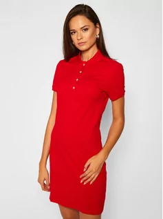 Sukienki - Lacoste Sukienka codzienna EF5473 Czerwony Slim Fit - grafika 1