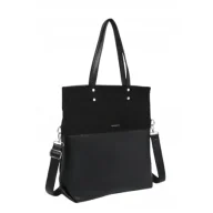 Torebki damskie - Pojemna Torebka Damska Czarna Shopper Format A4 LUIGISANTO HS6805 Black - miniaturka - grafika 1