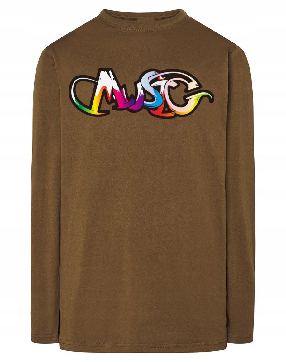 Longsleeve męski nadruk napis Music Muzyka r.S