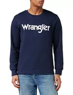 Bluzy męskie - Wrangler Męska bluza z okrągłym dekoltem, granatowa, XL - miniaturka - grafika 1