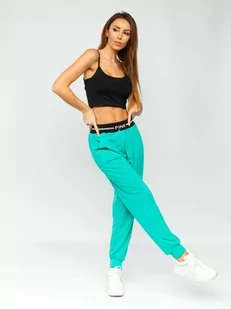 Zielone spodnie dresowe damskie Denley YY302NM - Spodnie sportowe damskie - miniaturka - grafika 1
