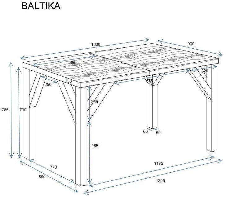 Stół rozkładany BALTIKA 130185x90 beton ciemny ENDO