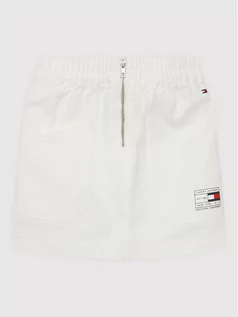 Sukienki i spódniczki dla dziewczynek - Tommy Hilfiger Spódnica jeansowa Surplus KG0KG06550 Biały Regular Fit - grafika 1
