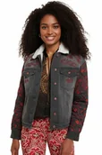 Kurtki damskie - Kurtka damska Desigual Quilt Bill ocieplana jeansowa szara -S - miniaturka - grafika 1