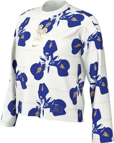 Nike Top France damska odzież sportowa JSY Stripe z długim rękawem, Summit White/Club Gold, FZ1574-121, XS