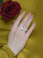 Pierścionki - Pierścionek srebrny - Ważka W3  biała - miniaturka - grafika 1