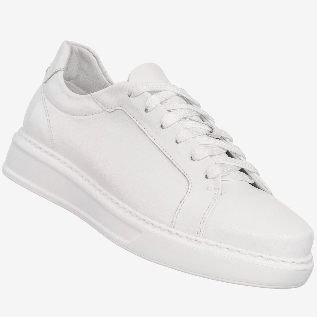 Sneakersy Męskie Skórzane Buty Sportowe Półbuty Białe Faber Biały 45