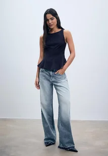 Stradivarius Top w paski z baskinką bez rękawów Morski S - Koszule damskie Stradivarius Top w paski z baskinką bez rękawów Morski S - Koszule damskie - miniaturka - grafika 1