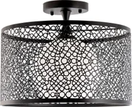 Lampy sufitowe - Lampa sufitowa VEN Ażurowa LAMPA sufitowa VEN N2102/1H metalowa OPRAWA dekoracyjny plafon szklana kula czarna - miniaturka - grafika 1